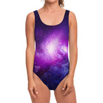 Purple Starfield Galaxy Space Print One Piece Swimsuit