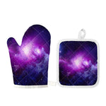 Purple Starfield Galaxy Space Print Oven Mitt And Pot Holder Set