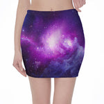 Purple Starfield Galaxy Space Print Pencil Mini Skirt