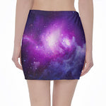 Purple Starfield Galaxy Space Print Pencil Mini Skirt