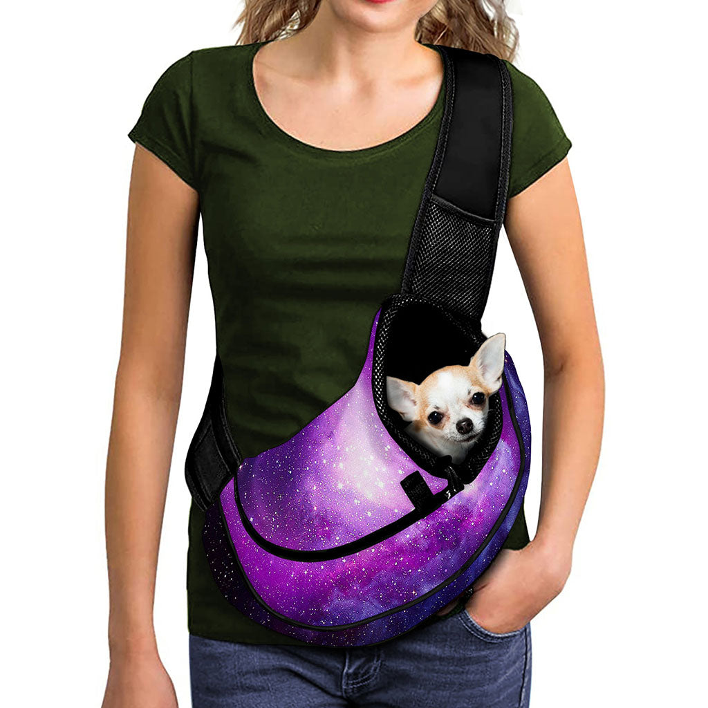 Purple Starfield Galaxy Space Print Pet Sling Carrier