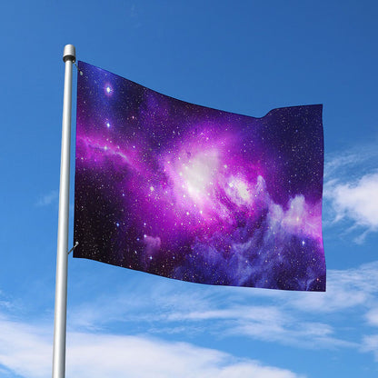 Purple Starfield Galaxy Space Print Polyester Flag