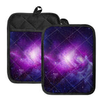Purple Starfield Galaxy Space Print Pot Holders With Pocket