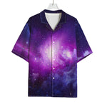 Purple Starfield Galaxy Space Print Rayon Hawaiian Shirt