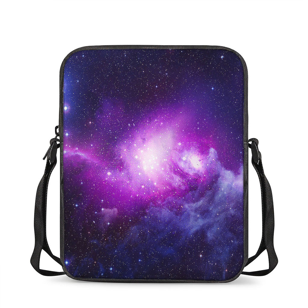 Purple Starfield Galaxy Space Print Rectangular Crossbody Bag