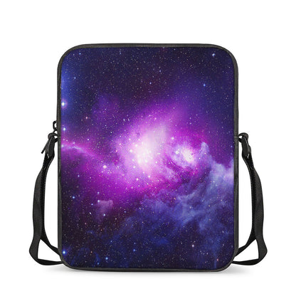 Purple Starfield Galaxy Space Print Rectangular Crossbody Bag