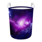 Purple Starfield Galaxy Space Print Round Laundry Basket