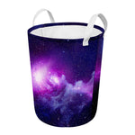 Purple Starfield Galaxy Space Print Round Laundry Basket