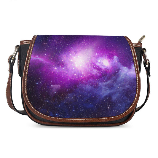 Purple Starfield Galaxy Space Print Saddle Bag