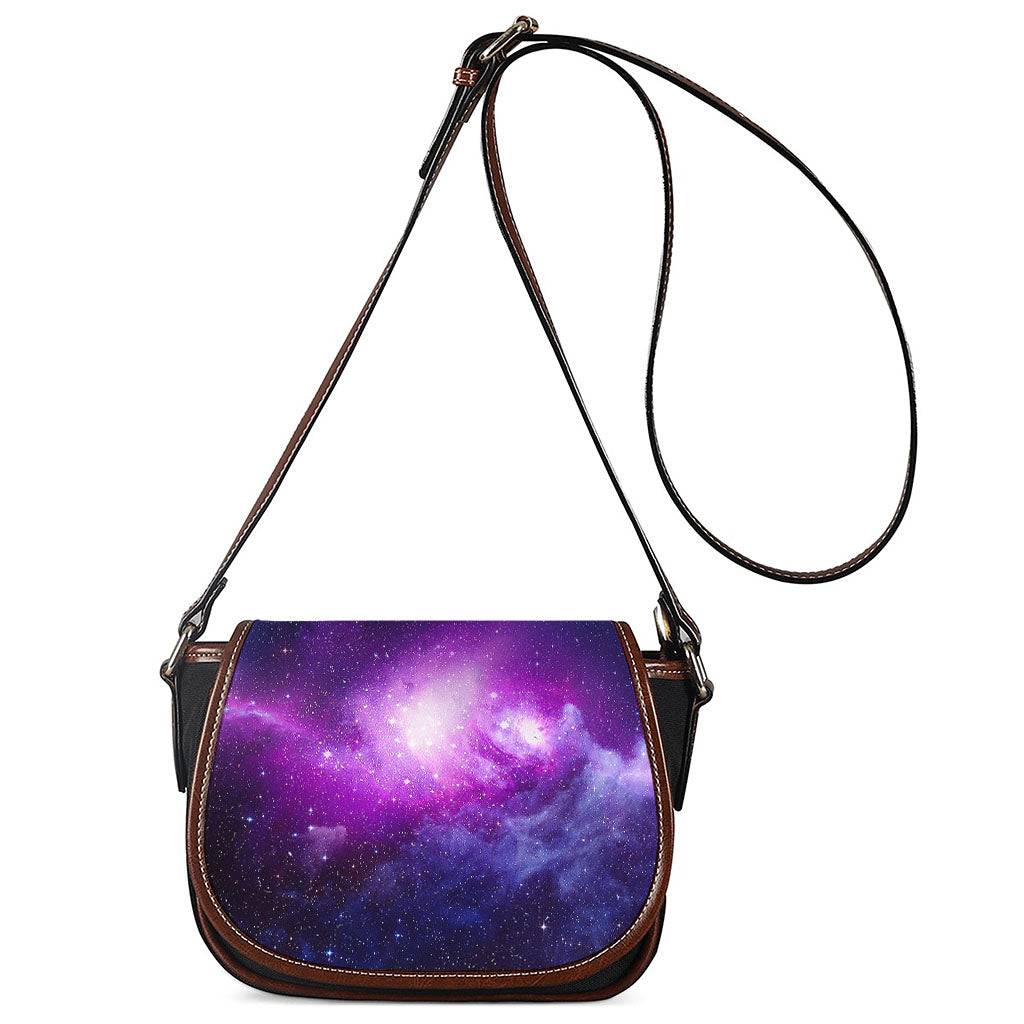 Purple Starfield Galaxy Space Print Saddle Bag