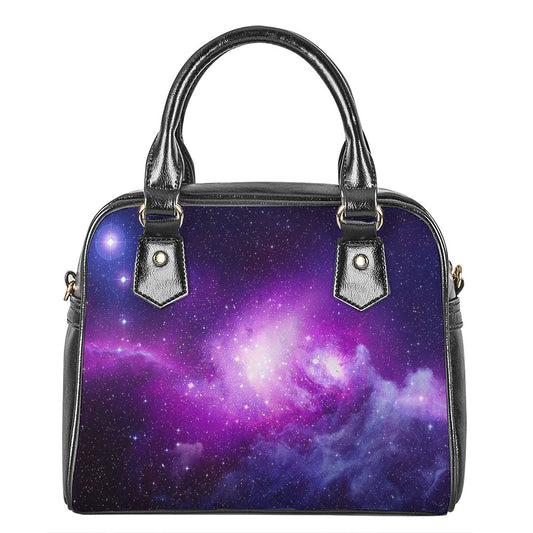 Purple Starfield Galaxy Space Print Shoulder Handbag