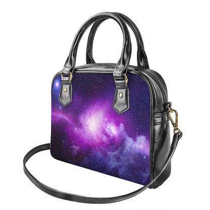 Purple Starfield Galaxy Space Print Shoulder Handbag