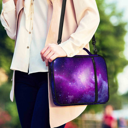 Purple Starfield Galaxy Space Print Shoulder Strap Bible Bag