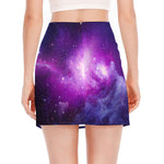 Purple Starfield Galaxy Space Print Side Slit Mini Skirt