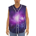 Purple Starfield Galaxy Space Print Sleeveless Baseball Jersey