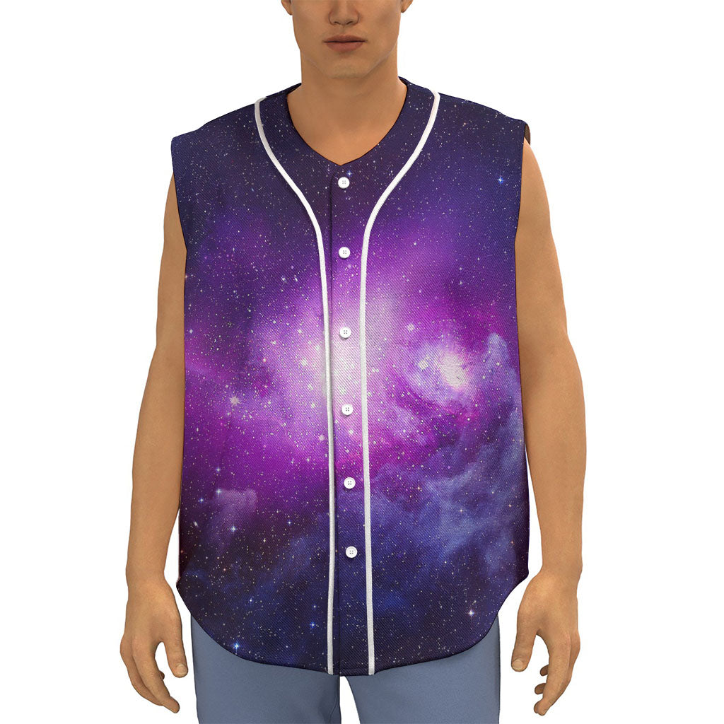 Purple Starfield Galaxy Space Print Sleeveless Baseball Jersey