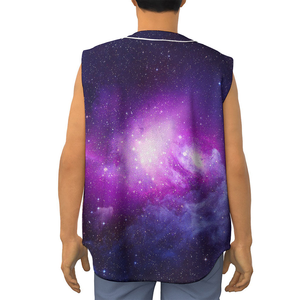 Purple Starfield Galaxy Space Print Sleeveless Baseball Jersey