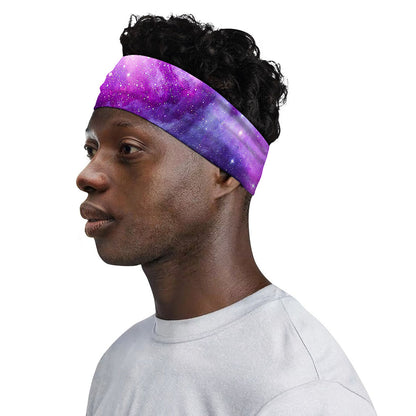 Purple Starfield Galaxy Space Print Sports Headband
