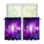 Purple Starfield Galaxy Space Print Tier Curtains
