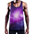 Purple Starfield Galaxy Space Print Men's Workout Tank Top