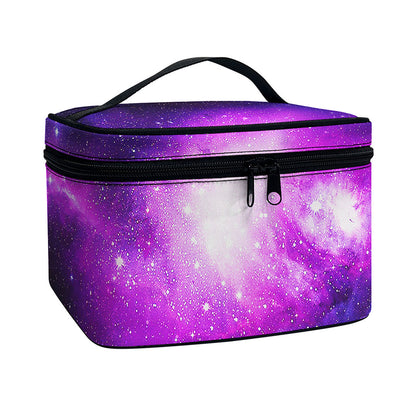 Purple Starfield Galaxy Space Print Travel Makeup Bag