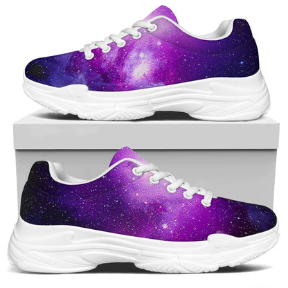 Purple Starfield Galaxy Space Print White Chunky Shoes