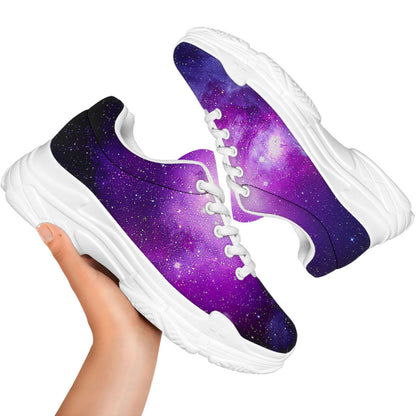 Purple Starfield Galaxy Space Print White Chunky Shoes