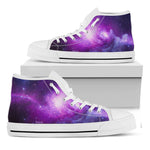 Purple Starfield Galaxy Space Print White High Top Sneakers