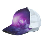 Purple Starfield Galaxy Space Print White Mesh Trucker Cap