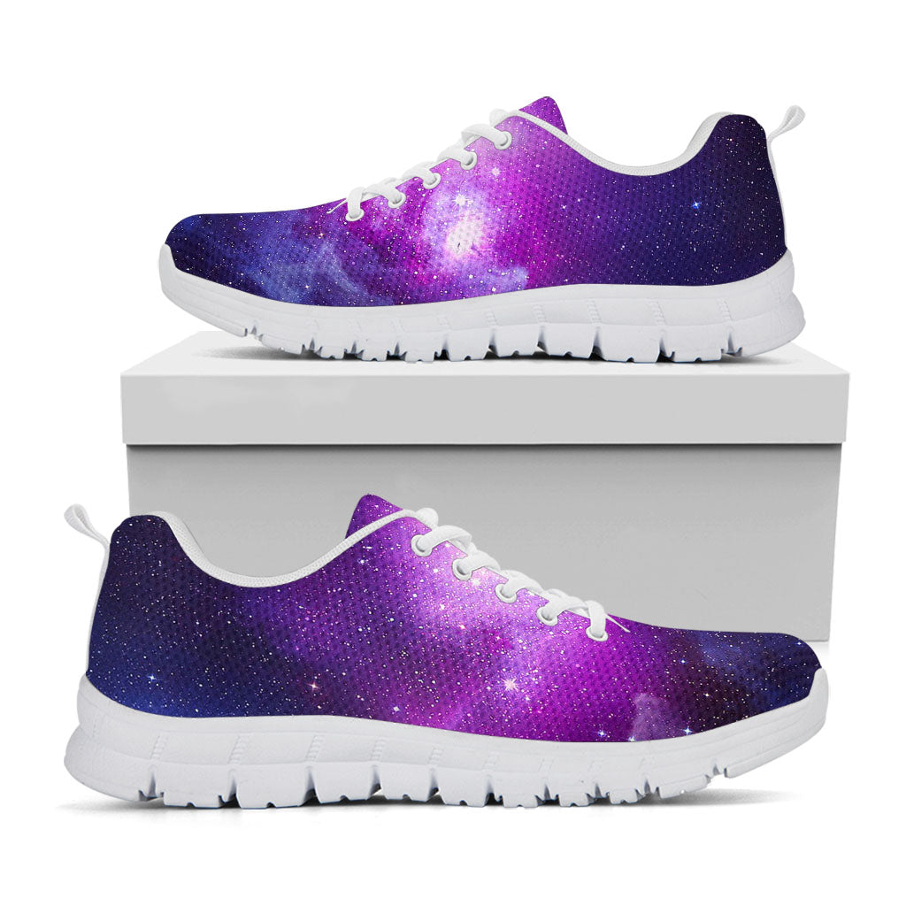 Purple Starfield Galaxy Space Print White Running Shoes