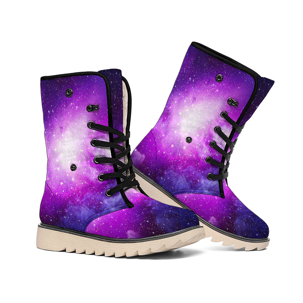 Purple Starfield Galaxy Space Print Winter Boots