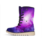 Purple Starfield Galaxy Space Print Winter Boots