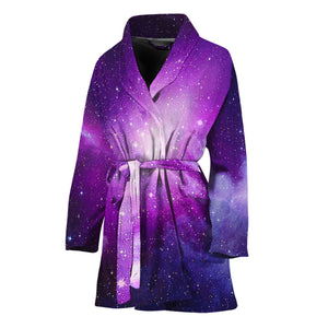 Purple Starfield Galaxy Space Print Women's Bathrobe