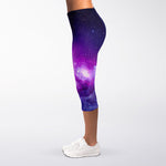 Purple Starfield Galaxy Space Print Women's Capri Leggings