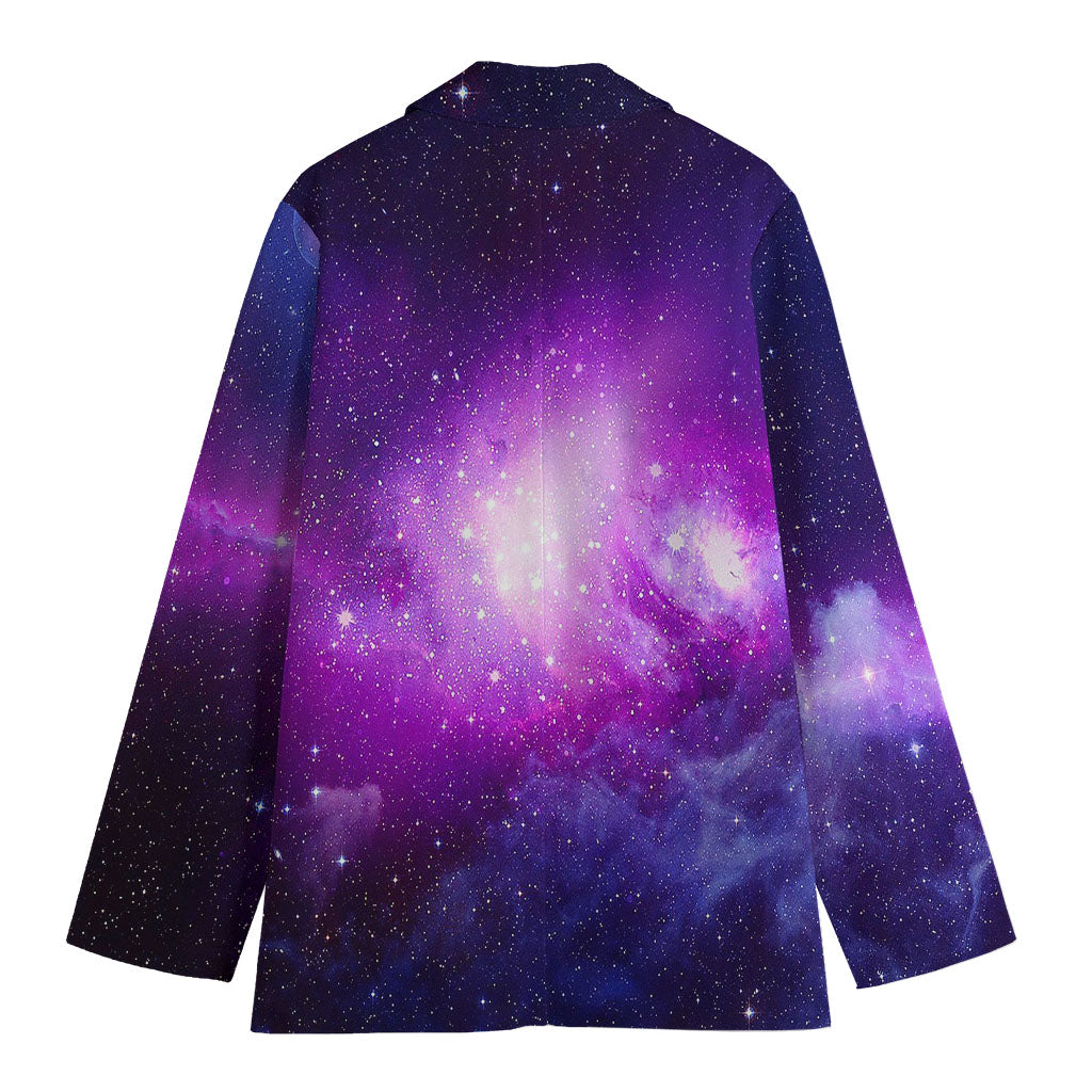 Purple Starfield Galaxy Space Print Women's Cotton Blazer
