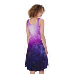 Purple Starfield Galaxy Space Print Women's Sleeveless Dress