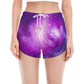 Purple Starfield Galaxy Space Print Women's Split Running Shorts