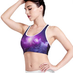 Purple Starfield Galaxy Space Print Women's Sports Bra