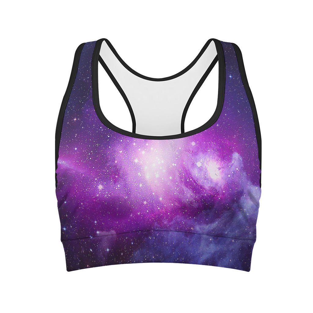 Purple Starfield Galaxy Space Print Women's Sports Bra