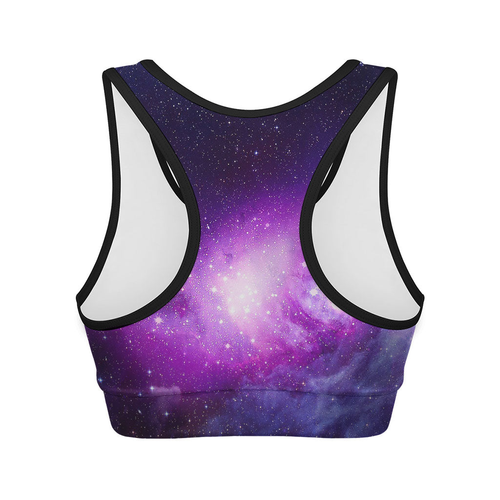 Purple Starfield Galaxy Space Print Women's Sports Bra