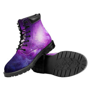Purple Starfield Galaxy Space Print Work Boots