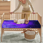 Purple Stars Nebula Galaxy Space Print Baby Crib Sheet