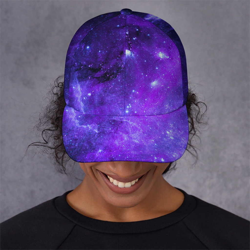 Purple Stars Nebula Galaxy Space Print Baseball Cap
