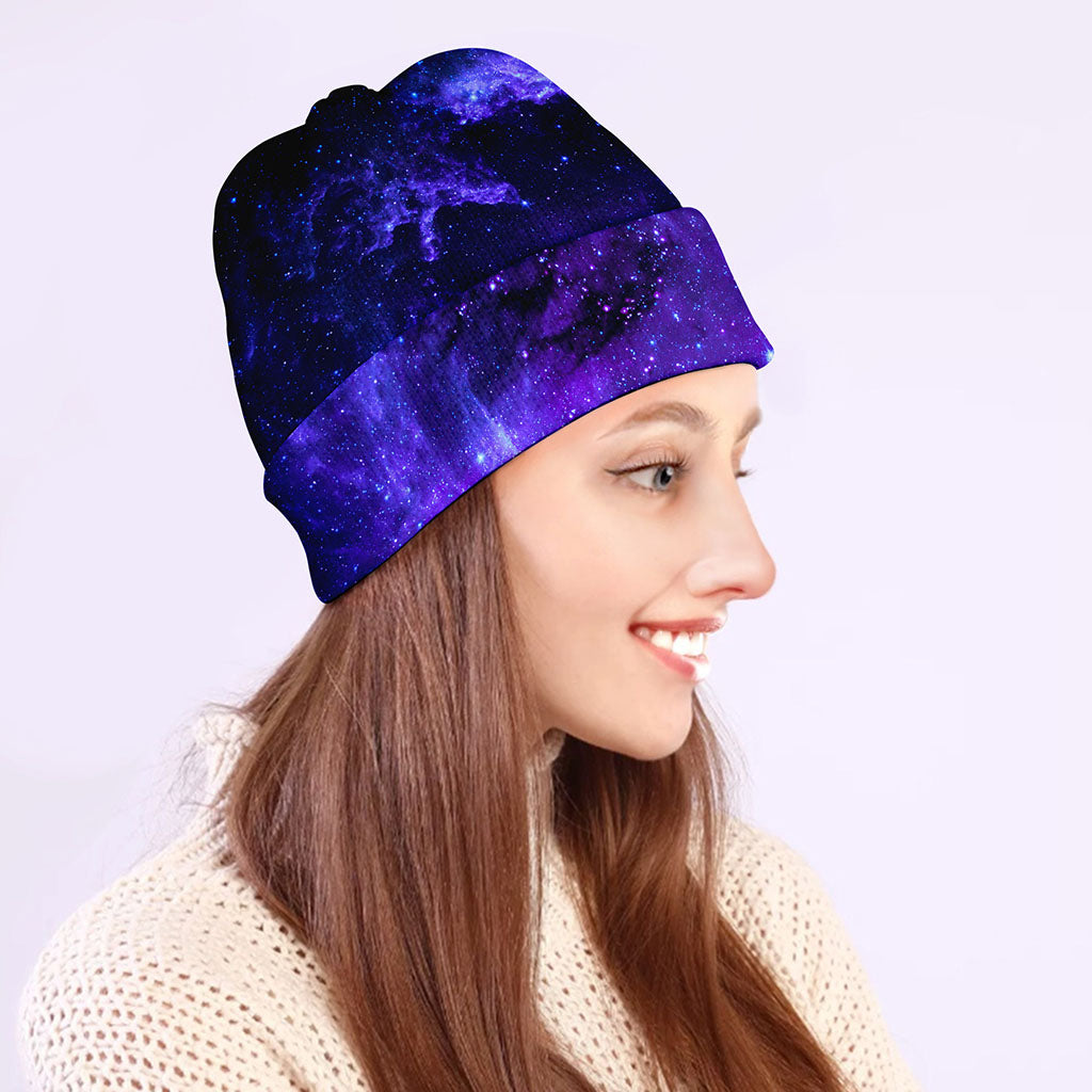 Purple Stars Nebula Galaxy Space Print Beanie