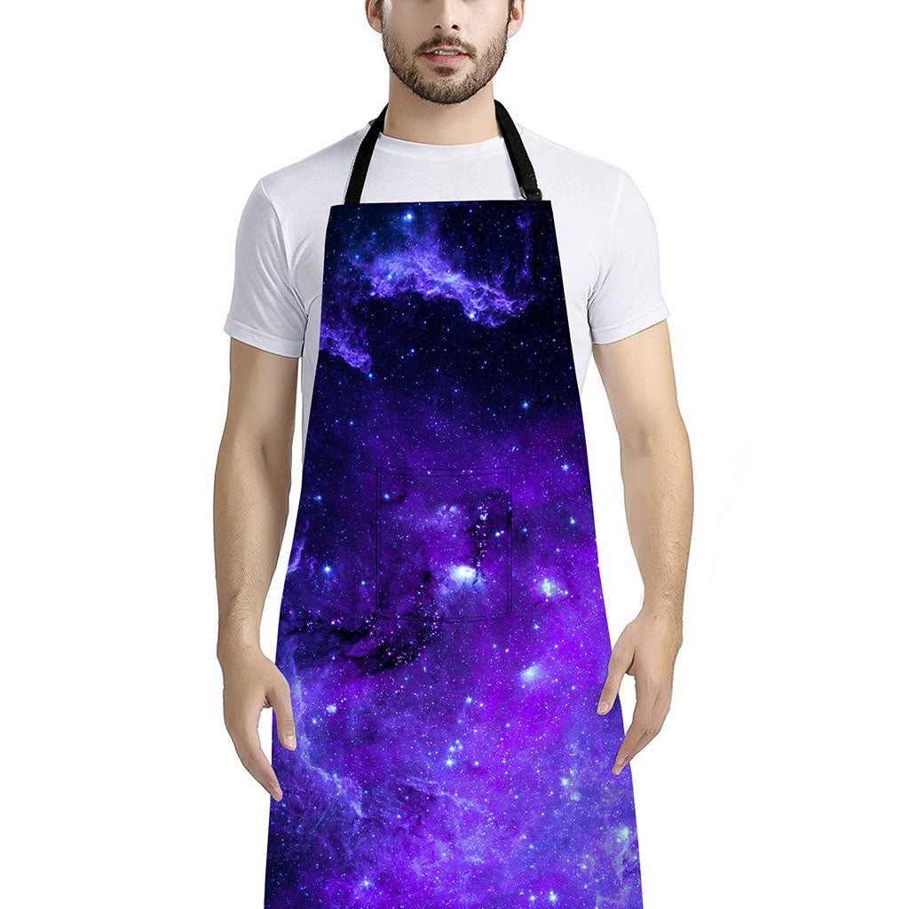 Purple Stars Nebula Galaxy Space Print Bib Apron With Pocket