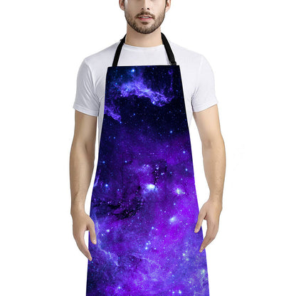 Purple Stars Nebula Galaxy Space Print Bib Apron With Pocket