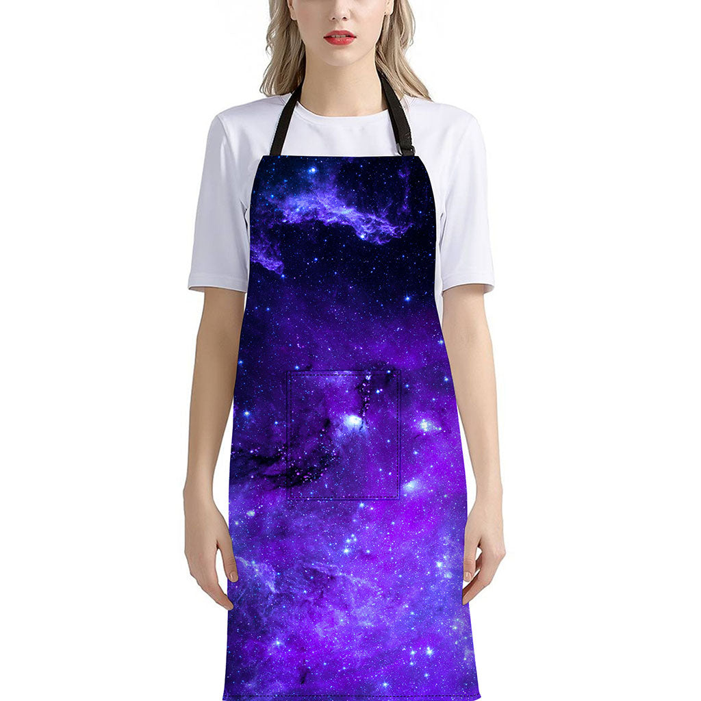 Purple Stars Nebula Galaxy Space Print Bib Apron With Pocket