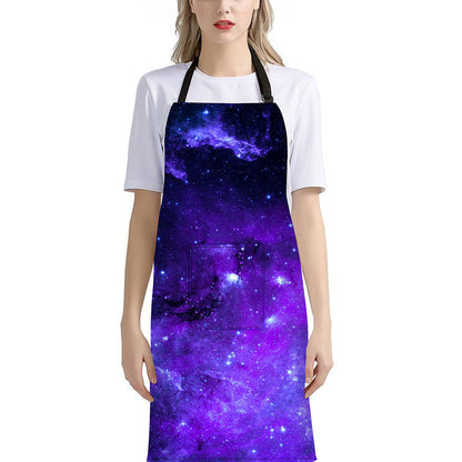 Purple Stars Nebula Galaxy Space Print Bib Apron With Pocket