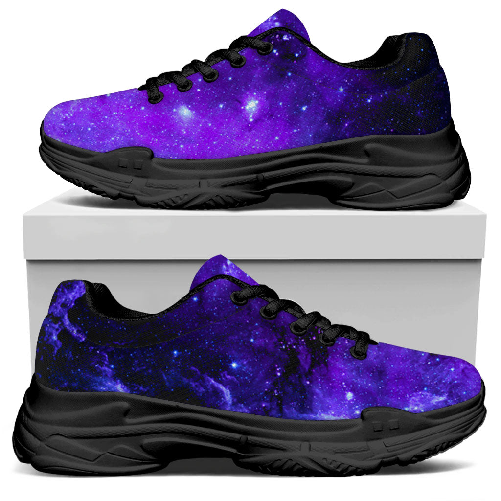 Purple Stars Nebula Galaxy Space Print Black Chunky Shoes