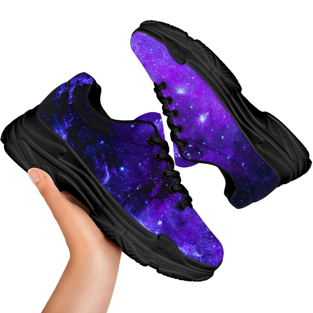 Purple Stars Nebula Galaxy Space Print Black Chunky Shoes